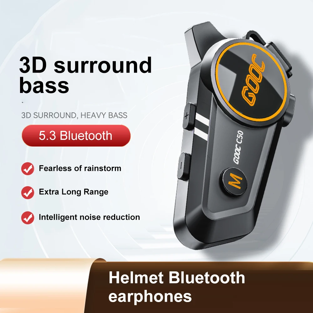 

Kebidumei Motorcycle Helmet Headset Bluetooth Interphone Bicycle Intercom for 2 Rider Intercomunicador with Tri-colorful Light