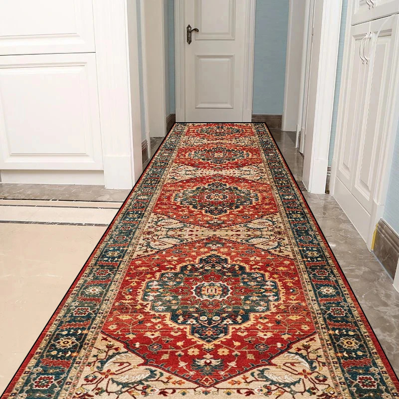 Persian Style Living Room Hall Carpet Long Hallway Corridor Rugs Non-slip Stairs Decor Runner Rug Kitchen Mat Size Customized