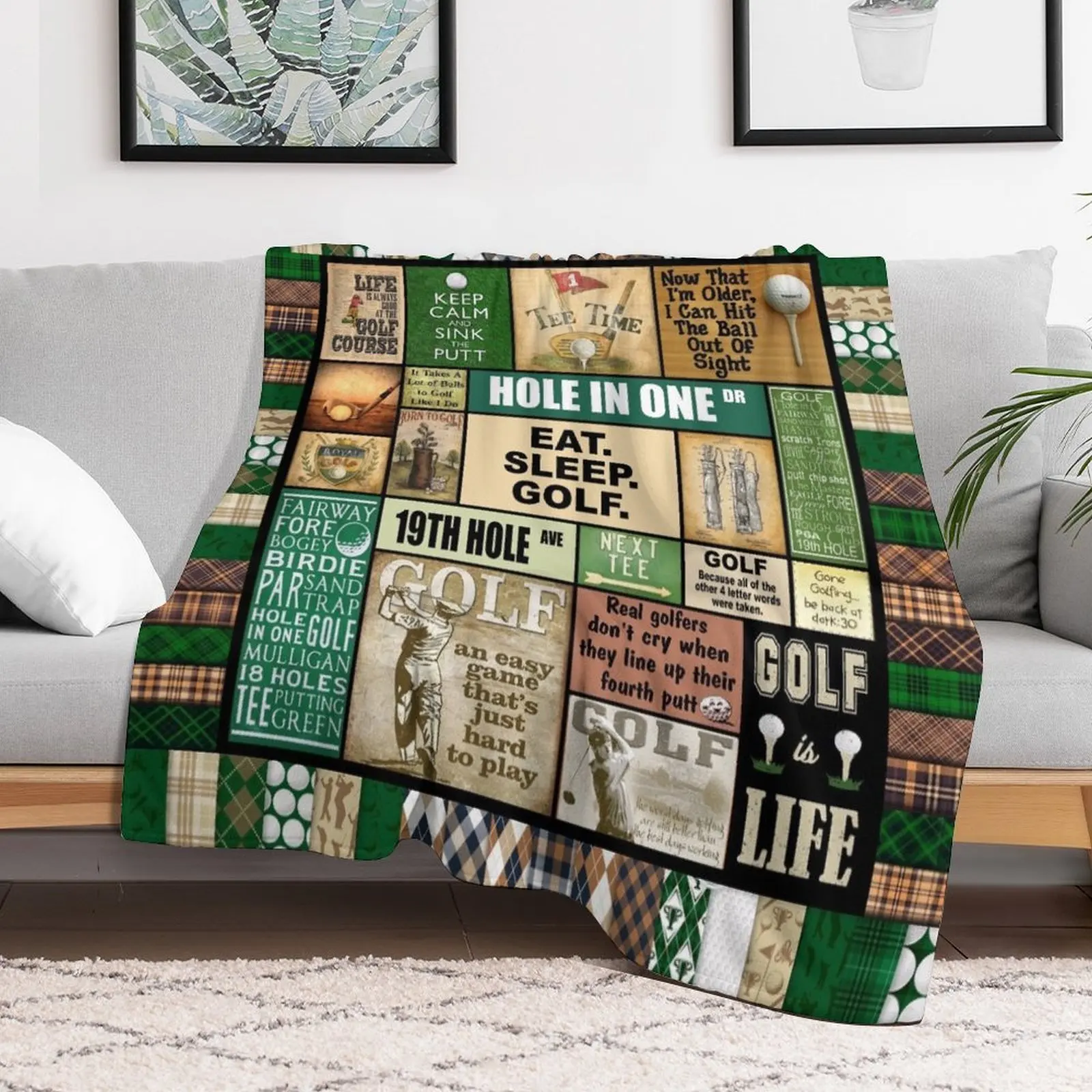 

Golf Vintage Pattern Throw Blanket Blankets For Sofas Shaggy for babies Blankets