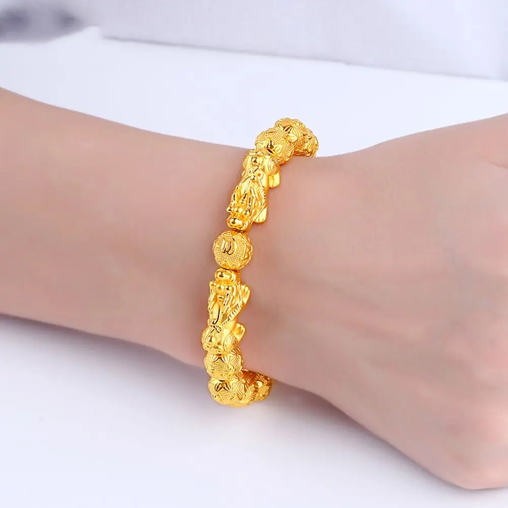 Male Trendy Beads Gift Female Gold Color Chinese Style Bracelet Brave Troops Bracelet Women Bracelet Fashion Jewelry