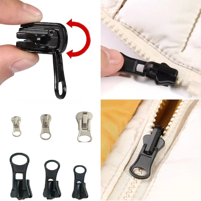 10pcs/Set #3 #5 #8 Zipper Pullers Removable Zipper Sliders Head Zippers Repair Zips Replacement Zippers for Jackets Clothing Bag