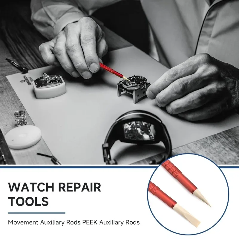 Peek Stick with Auxiliary Movement Core Clamp Watch Dial Cleaning Pen Watchmaker Watch Repair Tool Double-Ended Color Assist Rod