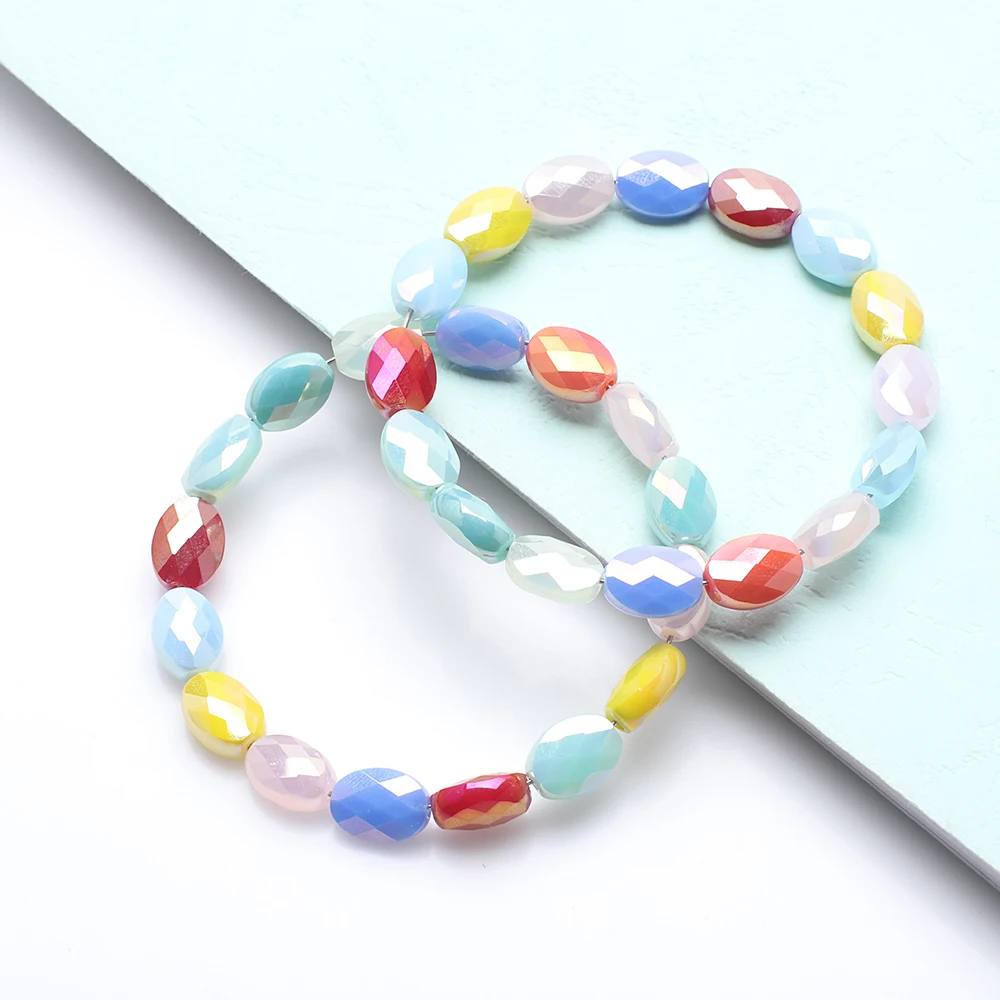 30Pcs/Lot Flatback Oval Shape Bead 8x11mm AB Faceted Glass Loose Beads Jewelry Diy Making Crystal Accessories Wholesale In Bulk