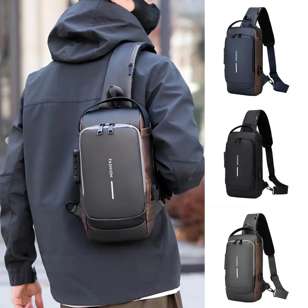 Unisex Chest Pack Waterproof Dual Zippers With Code Lock Sling Bag Multi-Level Storage Outdoor Travel Crossbody Backpack 가슴 가방