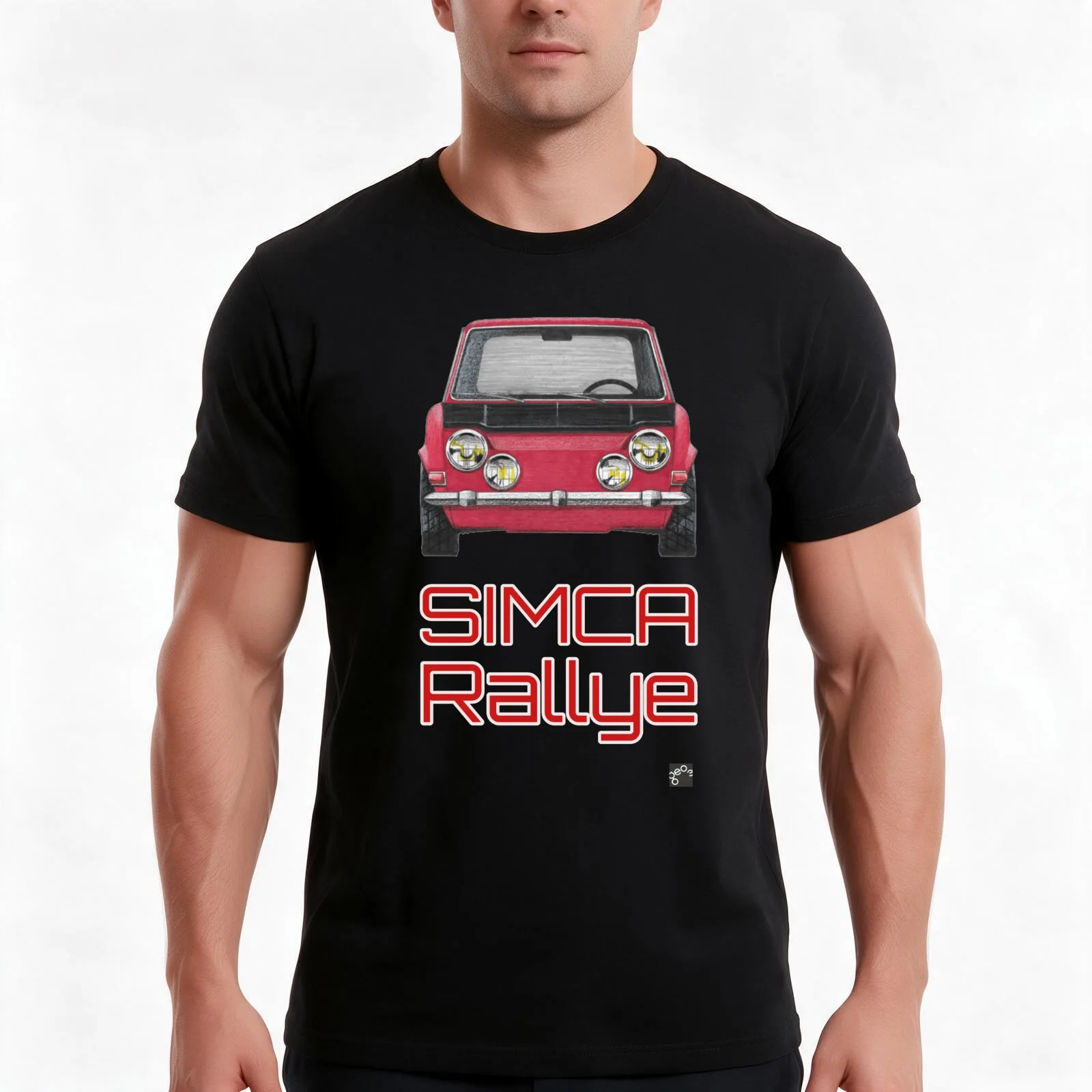 Geo3Doodles Simca Rallye Doodle T-Shirt, Summer Casual Cotton Tee, Oversized Streetwear Tops, Vintage Graphic Print, 100% Cotton