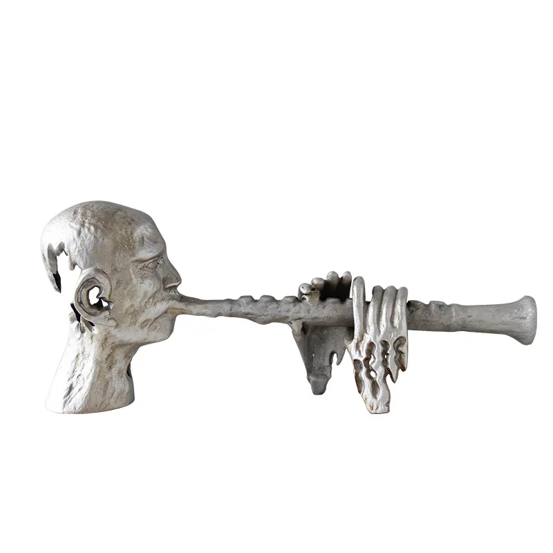 

Modern simple aluminum casting, horn blowing abstract character ornament, living room entrance table TV cabinet