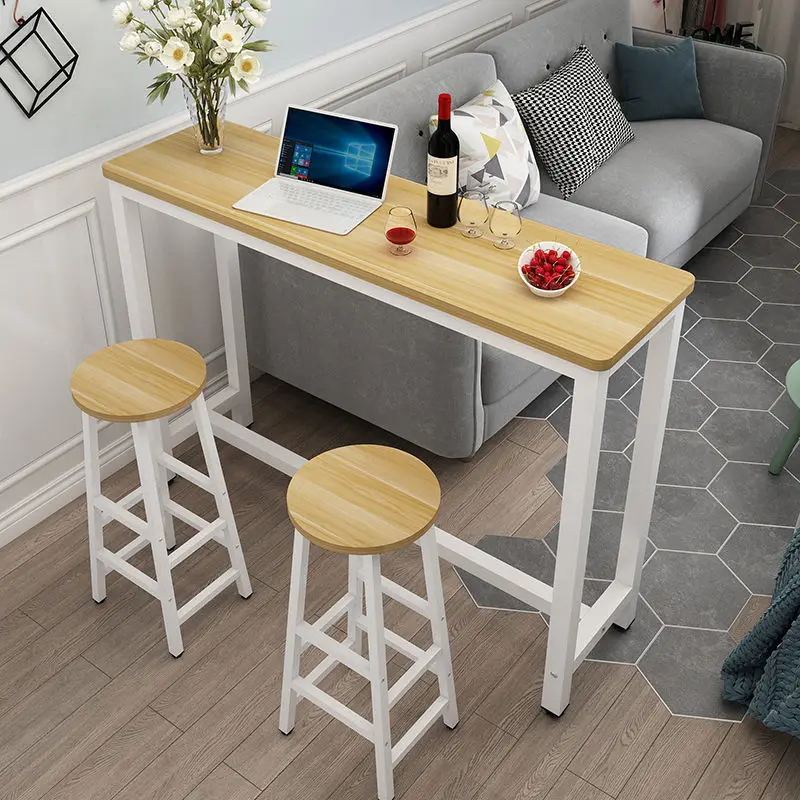 원목 라운드 코너 바 테이블 하이탑 펍 테이블 홈 바 카운터 주방 아일랜드 발코니 거실 도매 블랙