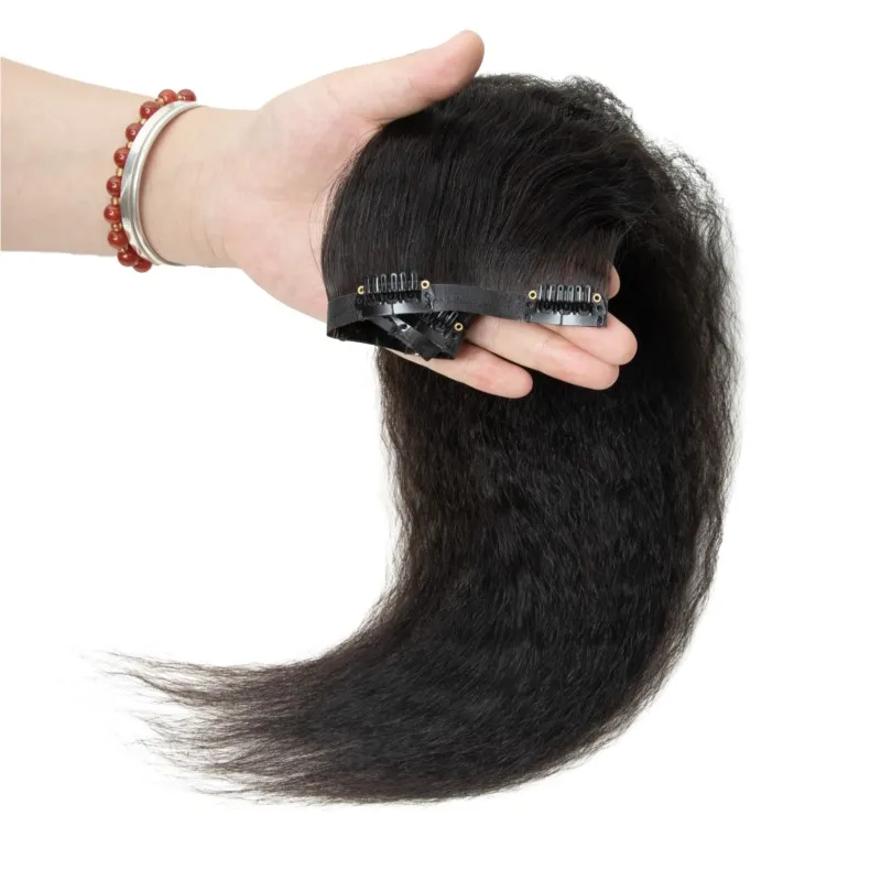 Extensions de Cheveux Humains à Clips en PU, 5 Pièces, Sans Couture, Crépus, Lisses, Yaki, Naturels, 12 à 22 Pouces, 55 à 65G, Ajouter du Volume