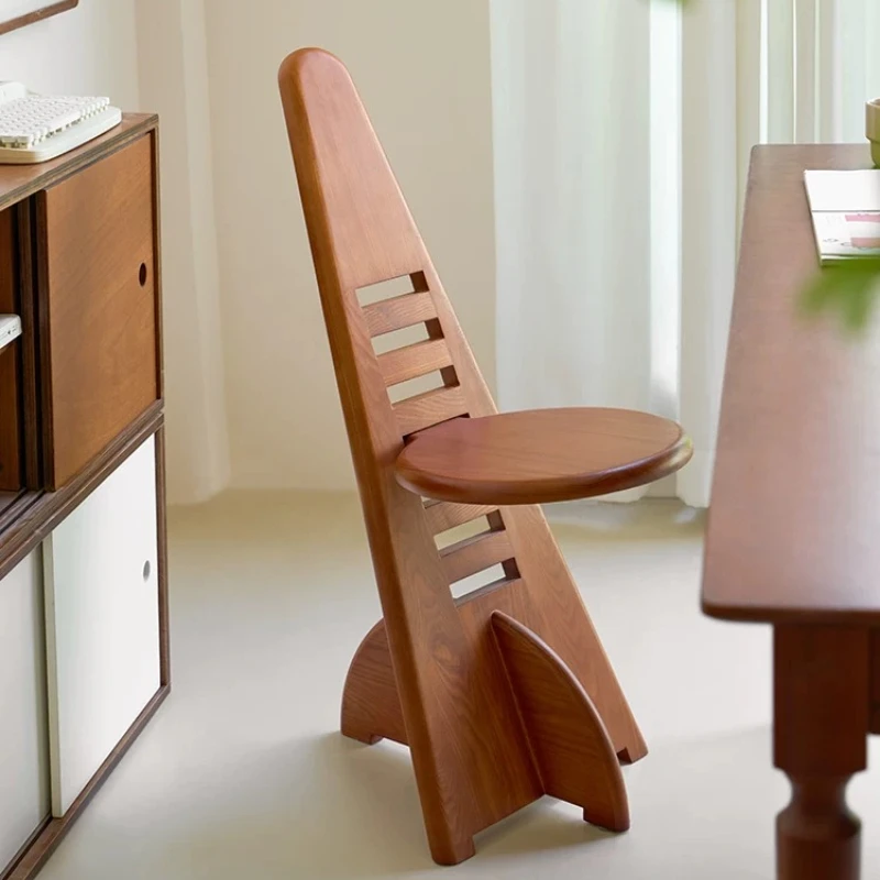 Solid wood dining chair creative designer chair home art backrest stool light luxury advanced