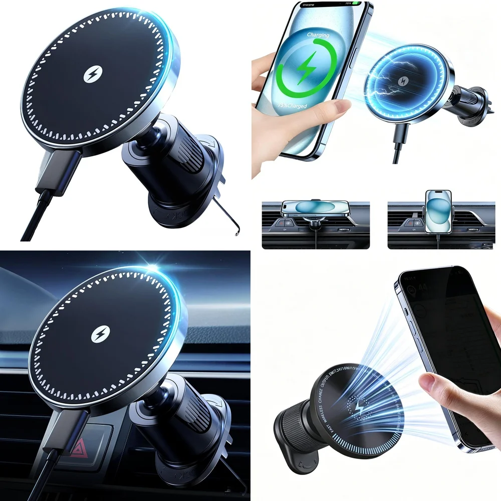 2026 Trending Electronics Products Wireless Car Charger Magnetic Air Vent Car Phone Holder Consumer Electronic Accessories