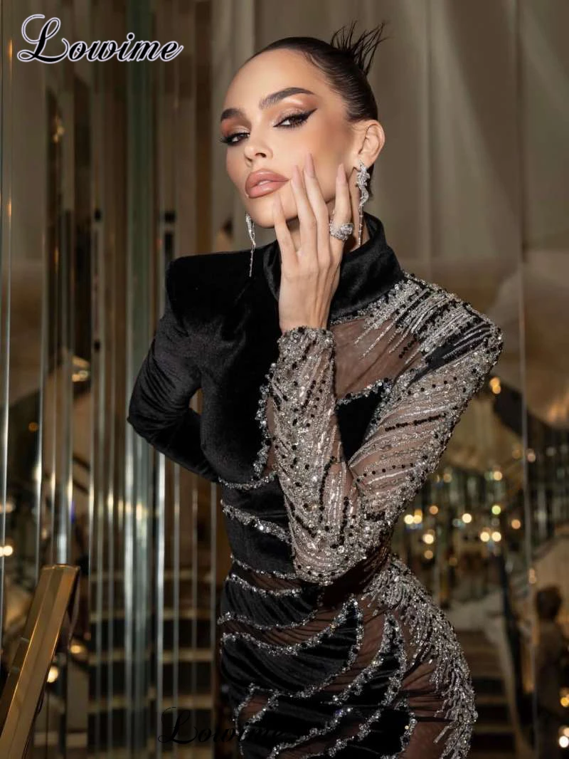 High Fashion Black Celebrity Dresses Mermaid Beaded Red Carpet Runway Dresses Haute Coutures Evening Vestidos De Gala Customized view 4