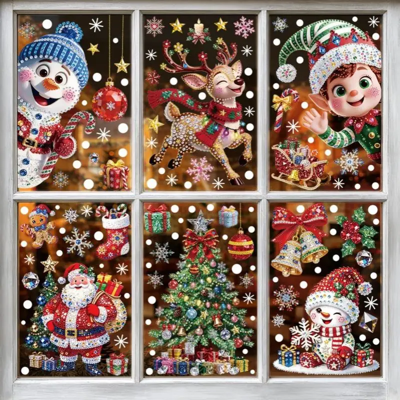Christmas Decoration Window Stickers Traceless Home Window Decorations Static Cling New Year Xmas Festival Party Decor PVC