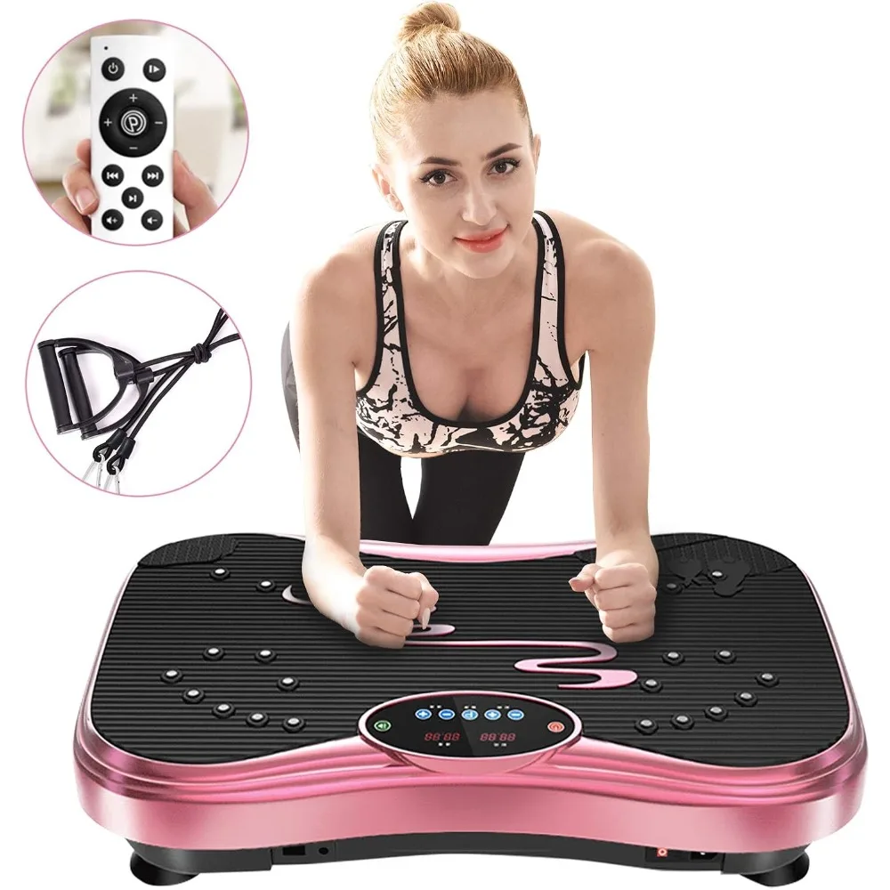 

Full Body Workout Vibration Fitness Platform for Home Fitness & Weight Loss + Remote Control + Ring Resistance Bands, 999 Levels