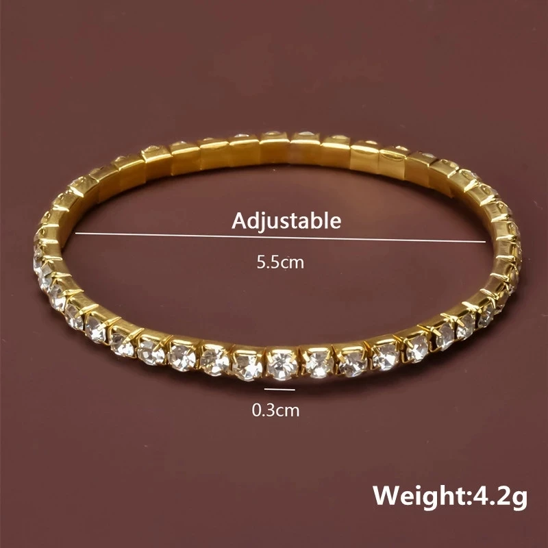 New Fashion Crystal Women\'s Bracelet Bangle Chains Crystal Gold Color Elastic Bracelets Hand Jewelry Wedding Accessories