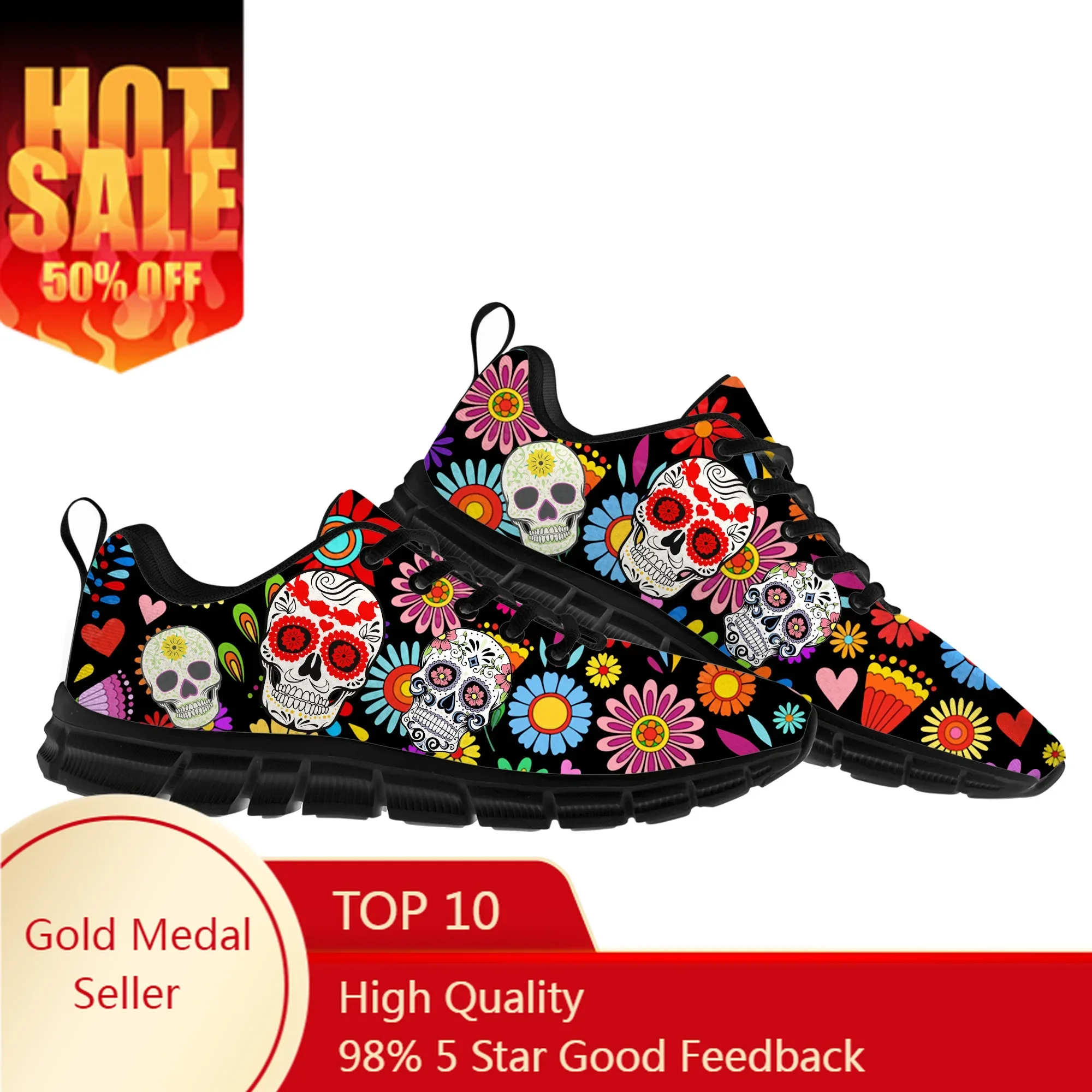 

Day of The Dead Pattern Design Sports Shoes Mens Womens Teenager Kids Children Sneakers Couple Custom Made High Quality Shoe