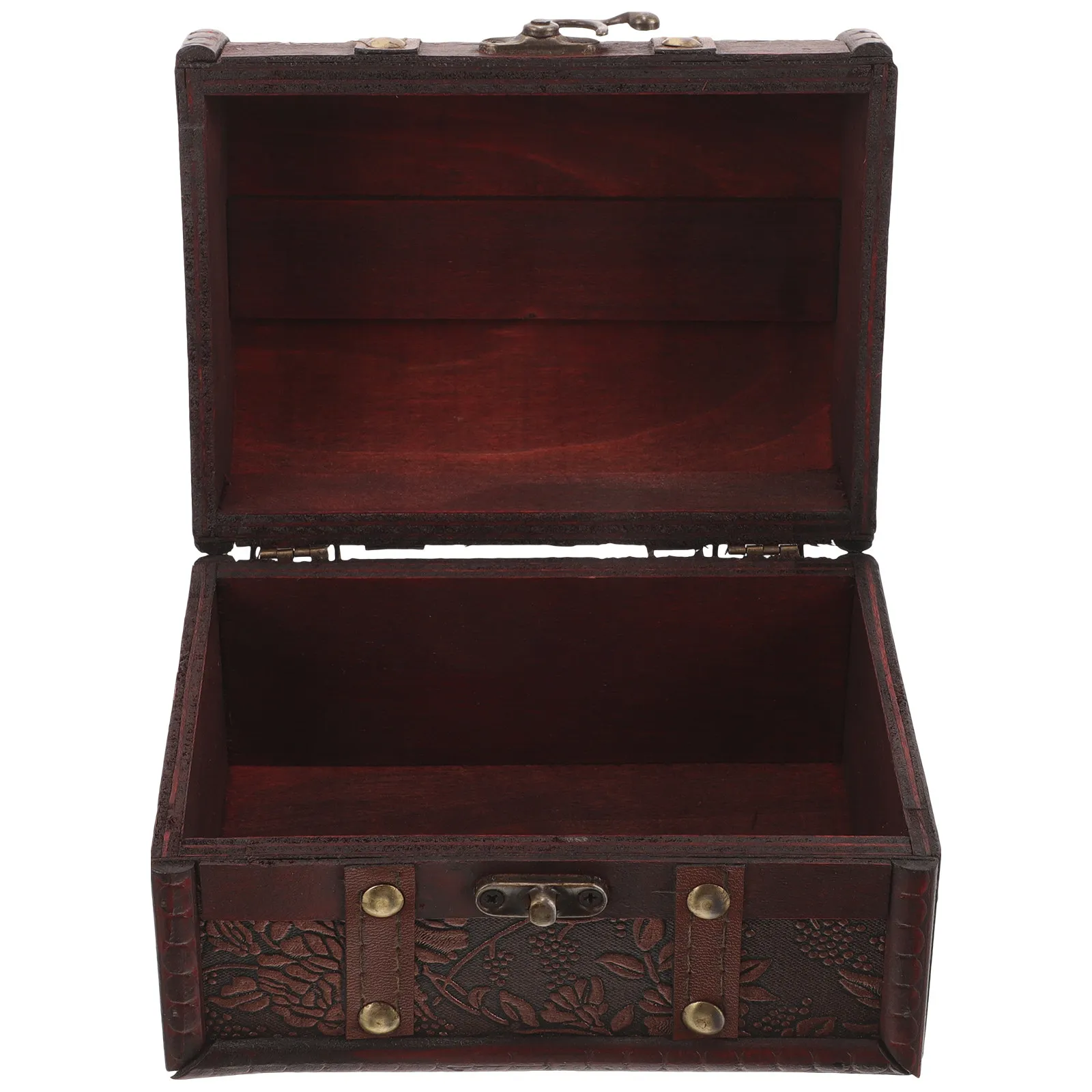 

Vintage Wooden Jewelry Box with Lid Rustic Treasure Storage Case for Coins Trinkets Keepsakes Photo Prop Retro Organizer Small