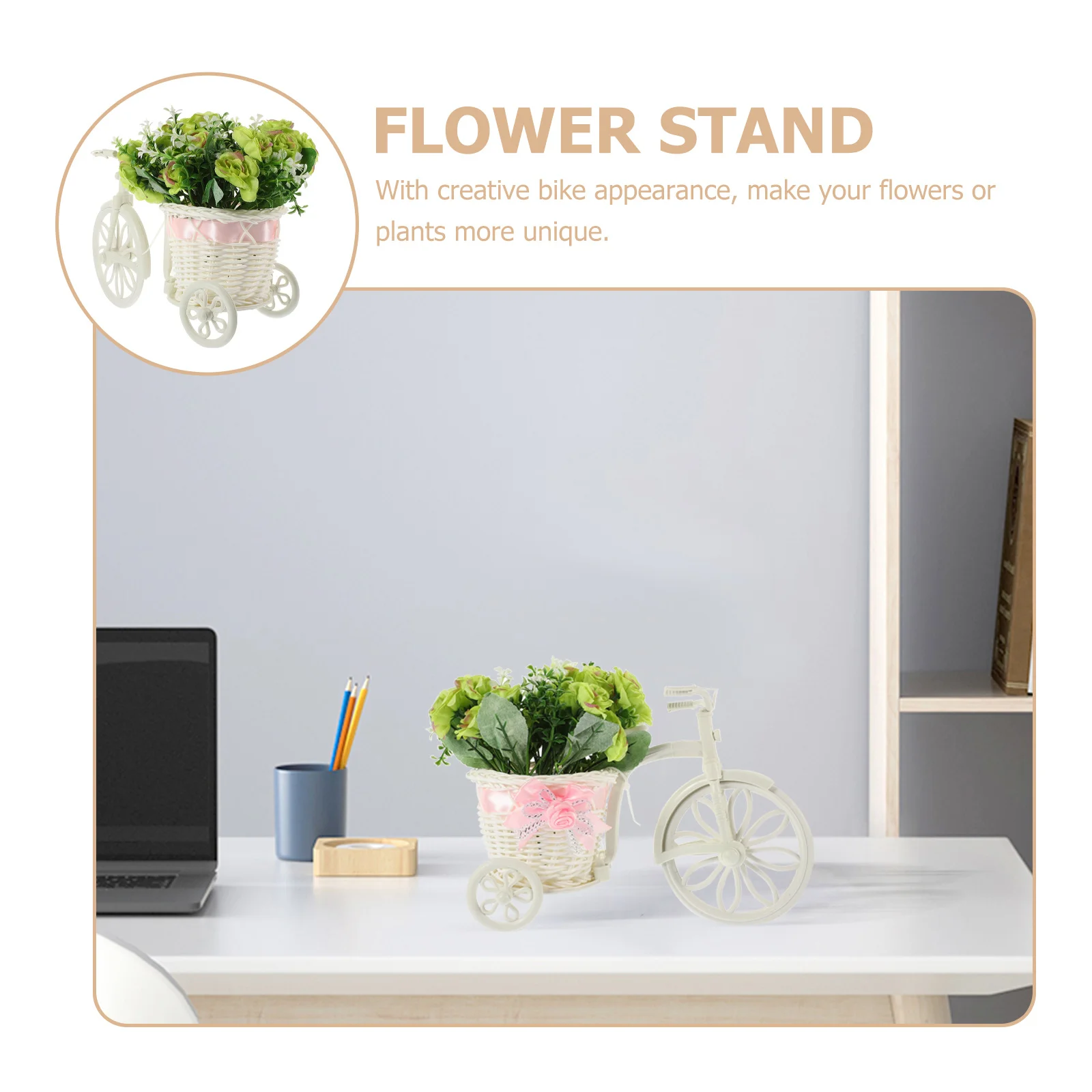

1Pcs Bike Shaped Flower Rack Creative Artificial Plant Stand Desktop Decor Flower Display Shelf Home Office Decoration