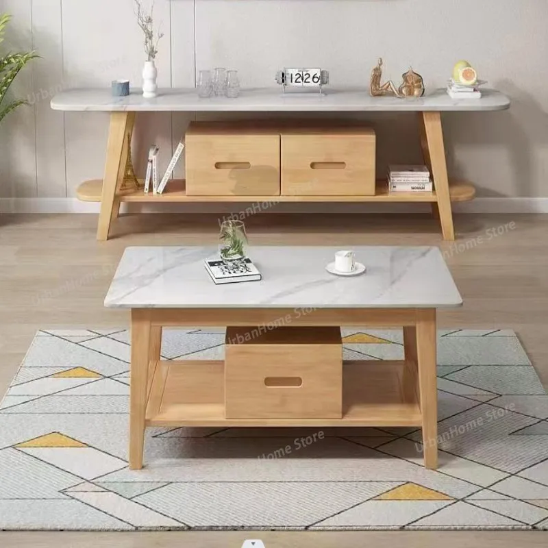 

Nordic Creative Solid Wood TV Stands Modern Minimalist Rubber Wood Tea Table Living Room Storage Low Cabinet Home Furniture FYST