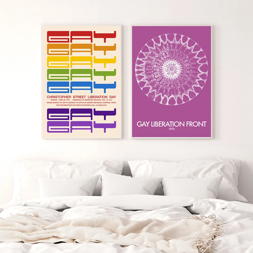 Canvas Painting Love Gay Liberation Front Pictures 1970s Posters and Prints Nordic Wall Art Bedroom Home Decor Birthday Gift