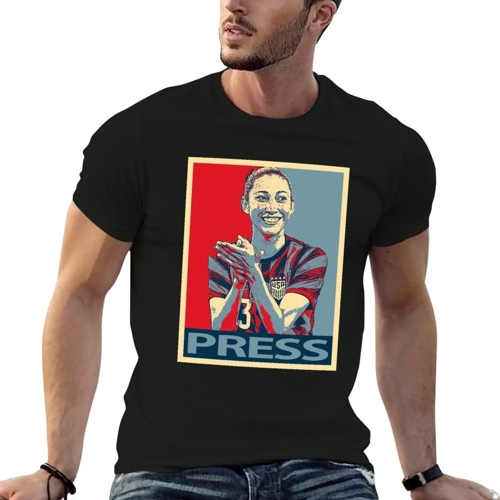 Christen Press T-Shirt Christmas Casual Short Sleeve Top