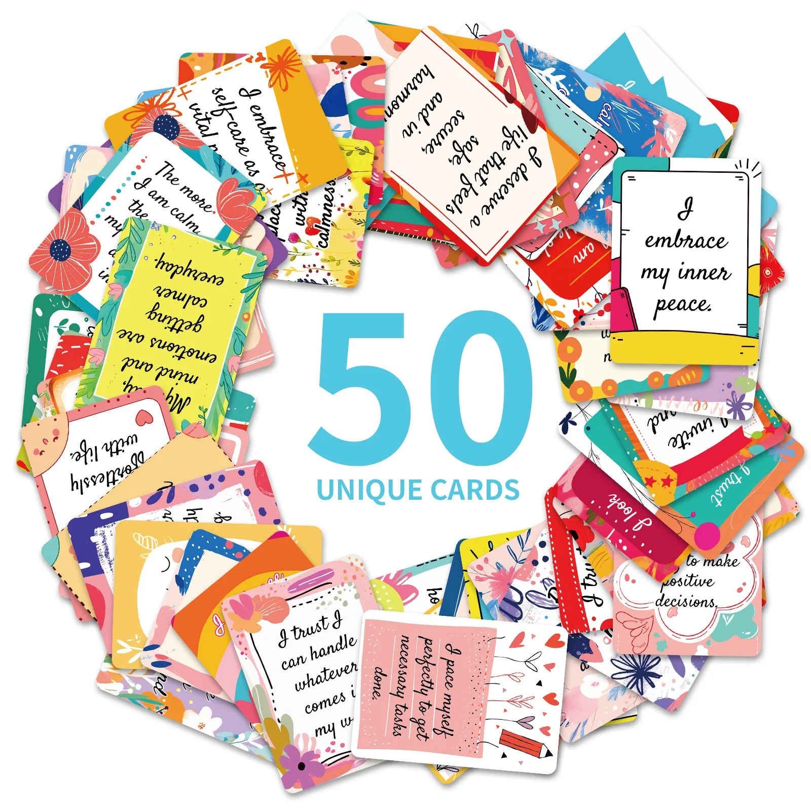 50pcs Uplifting Positive Affirmation Cards, Mini Note Card for Lunch Box, Colorful Motivational Cards with Inspirational Quotes