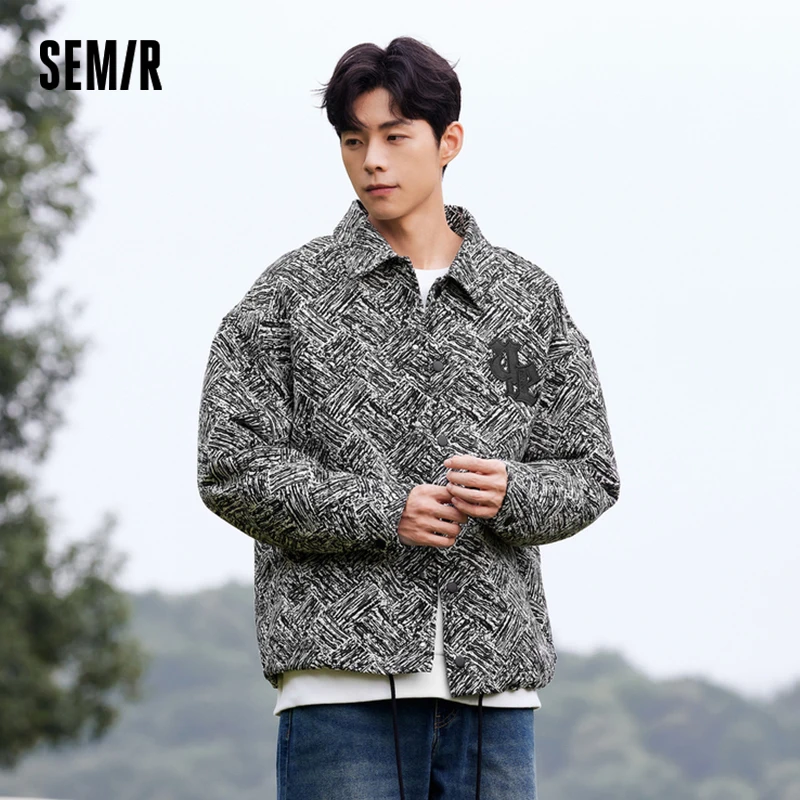 Semir Jacket Men Winter Trendy Texture Sense Design Sense Personality Niche Loose Shirt-Style Embroidered Denim Jacket