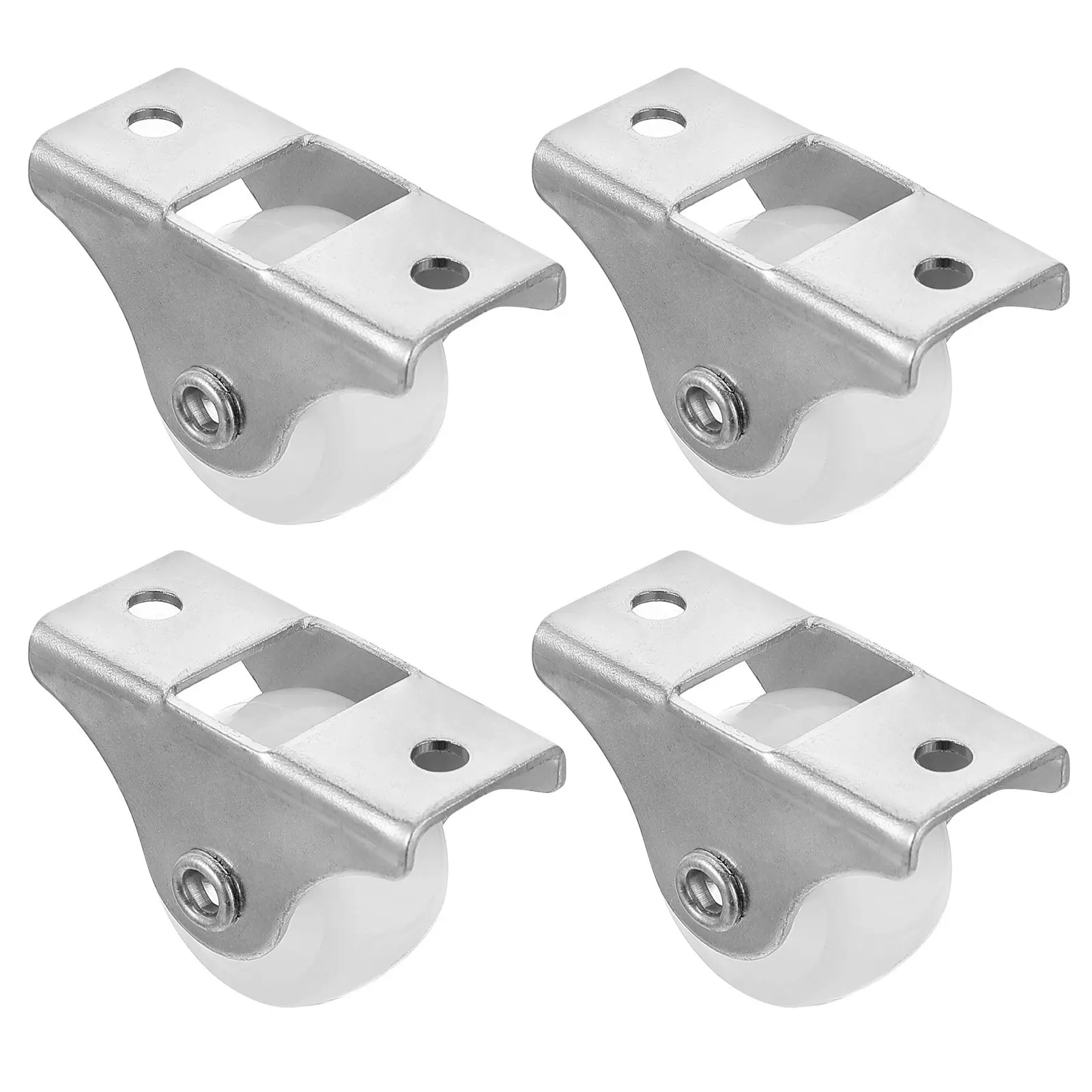 16Pcs Plastic Caster Wheels Metal Plate Furniture Drawer Caster Rollers Smooth Quiet Movement Wear Resistant