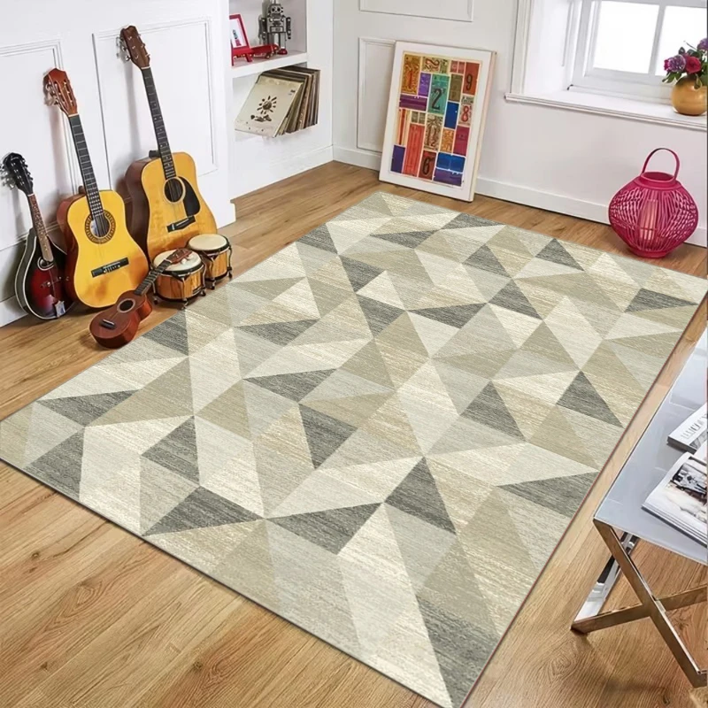 Modern Geometric Triangle Patchwork Area Rug Large Carpet for Living Room Bedroom Hallway Entryway Kitchen Comfort Floor Mat