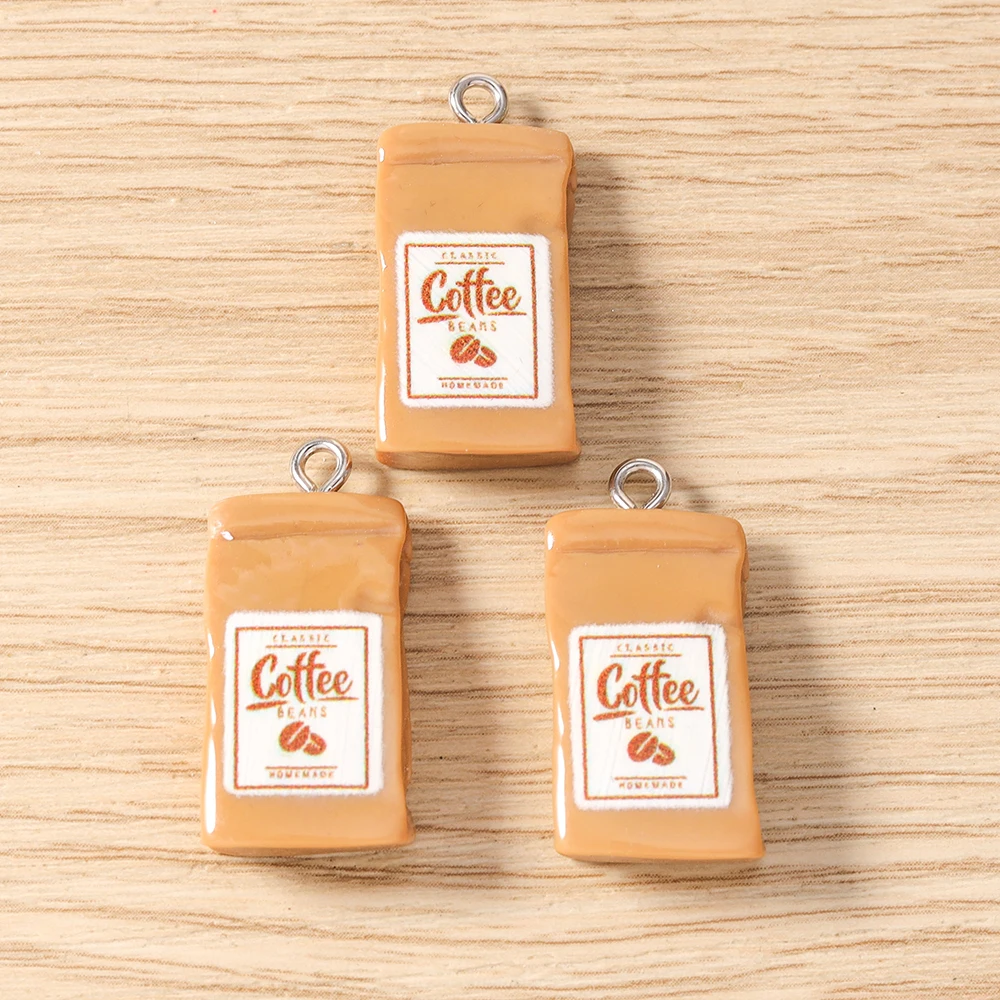 Tusember 10 Stück Kunstharz-Simulations-Lebensmittel-Anhänger Kaffee-Anhänger für Schmuckherstellung Ohrringe Halsketten Armbänder DIY-Zubehör – Detail 9