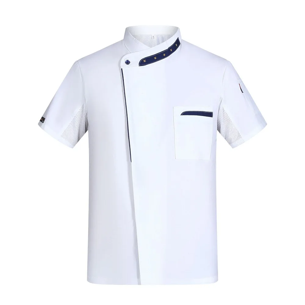 Chef Work Uniform for Restaurant & Hotel - Breathable Mesh Short-Sleeve Summer Style, Fashionable Kitchen Tops for Men & Women