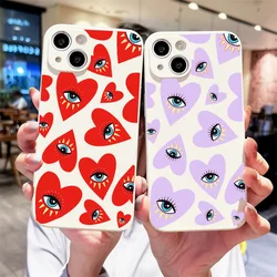 Blue Turkey Devil's Eye Phone Case For iPhone 13 14 12 11 Pro Max Mini SE 7 8 Plus XS X XR White Silicone Soft Back Cover Shells