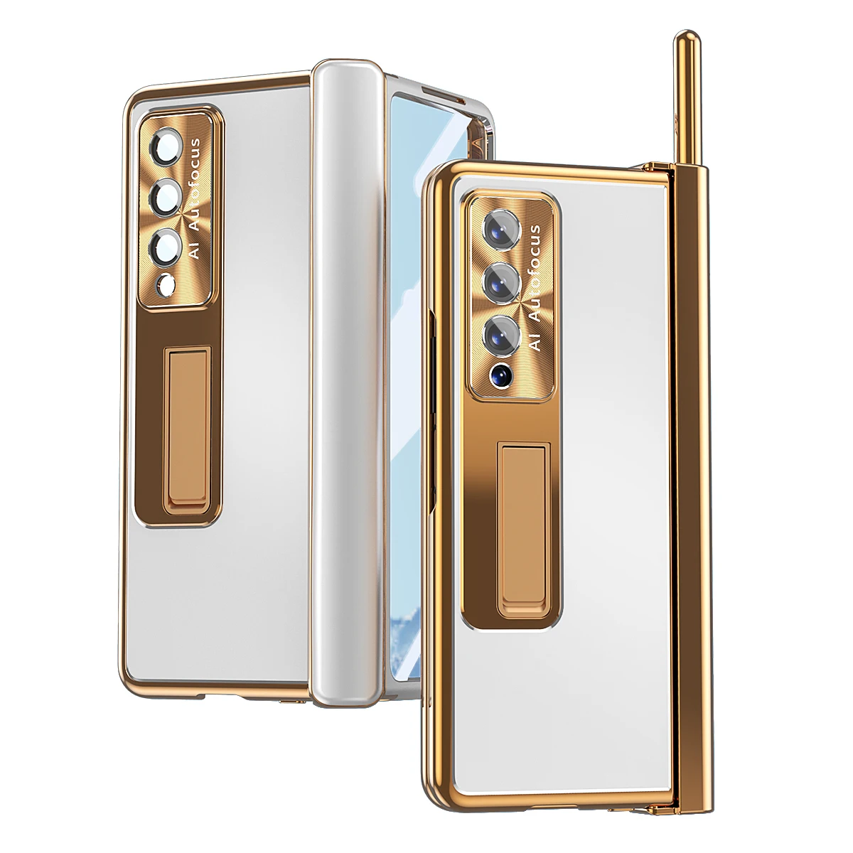 

Non-Slip Fashion Aluminum Coque Case for Samsung Galaxy Z Fold 4 5G Fold4 Fold3 Fold 3 Glass Protector Film S Pen Holder Cover