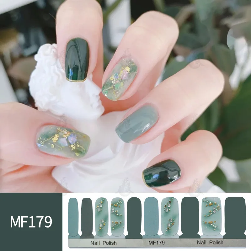 

MEBIS 20 finger spring and summer nail oil film 3D imitation diamond smudging light luxury nail sticker European and American na