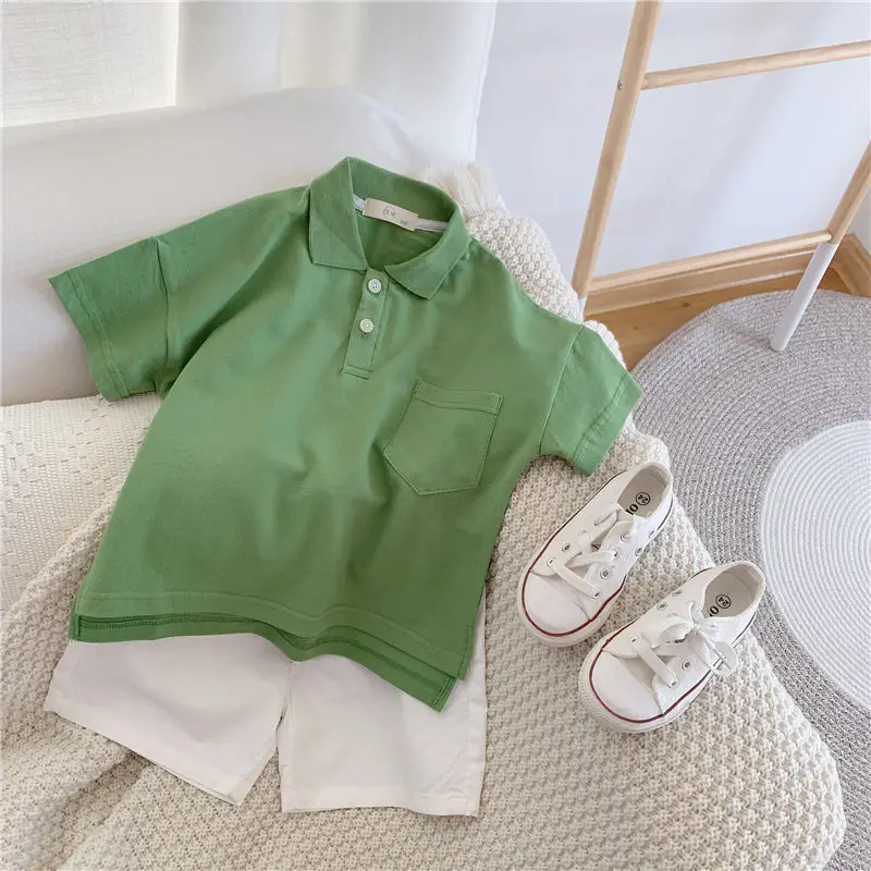 Children's Clothing Set Summer New Boys' Baby Cotton Short Sleeve T-shirt Polo Shirt Shorts 2 Piece Set images - 6