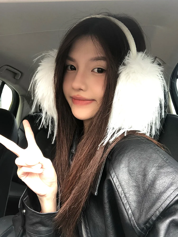 Winter Women's Furry Ear Muffs Warm Cold Proof Outdoor Cycling Ear Covers Foldable Soft Plush Ear Pads Stylish Accessory