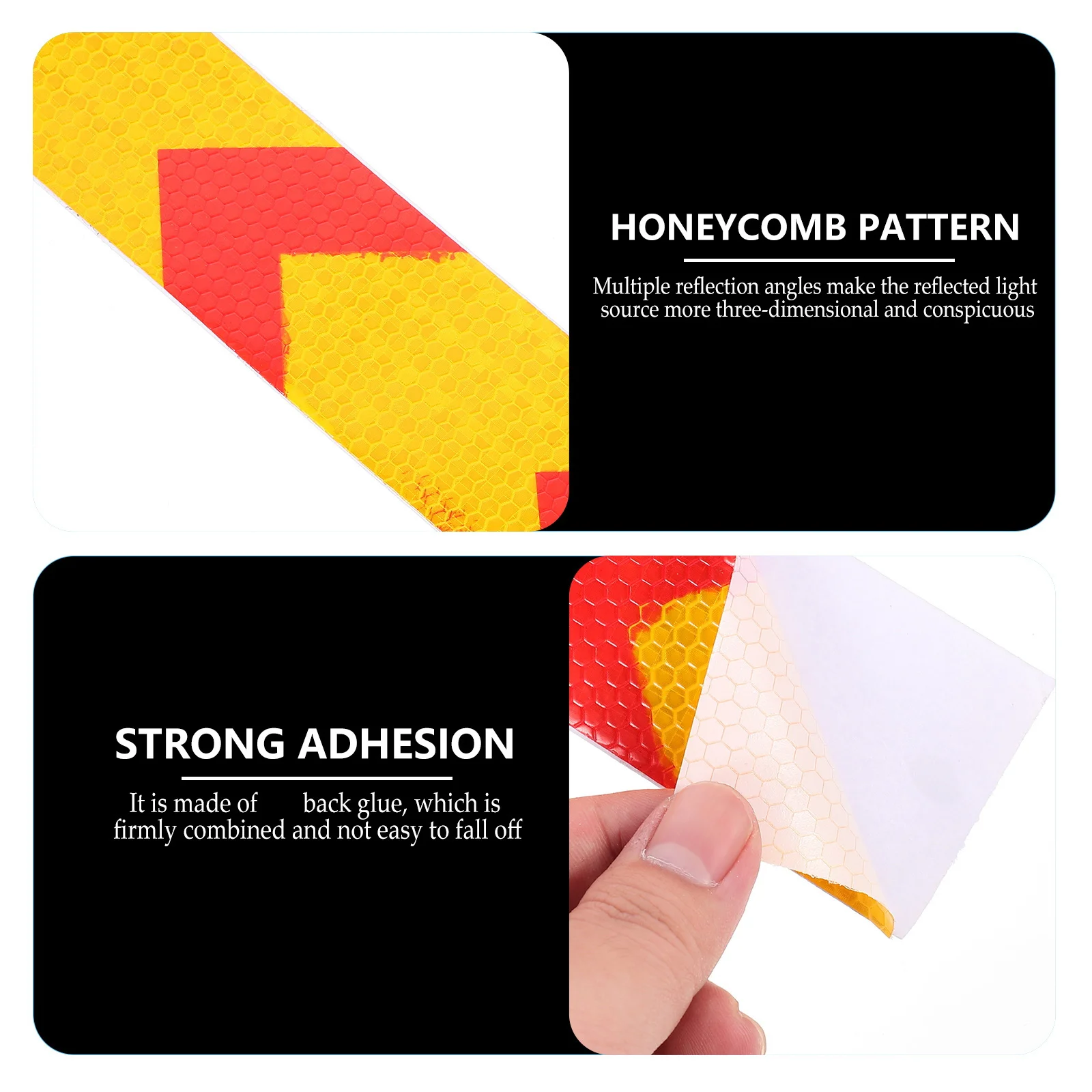 1 لفة شريط تحذيري عاكس مقاوم للماء سداسية بريزم لاصق قوي للمركبات علامات الطريق سفن السلامة المنزلية