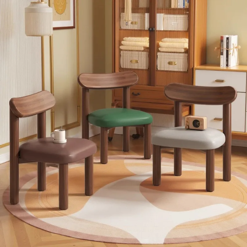 

Solid wood backrest stool soft bag bench living room simple household small stool coffee table stool Internet celebrity stool