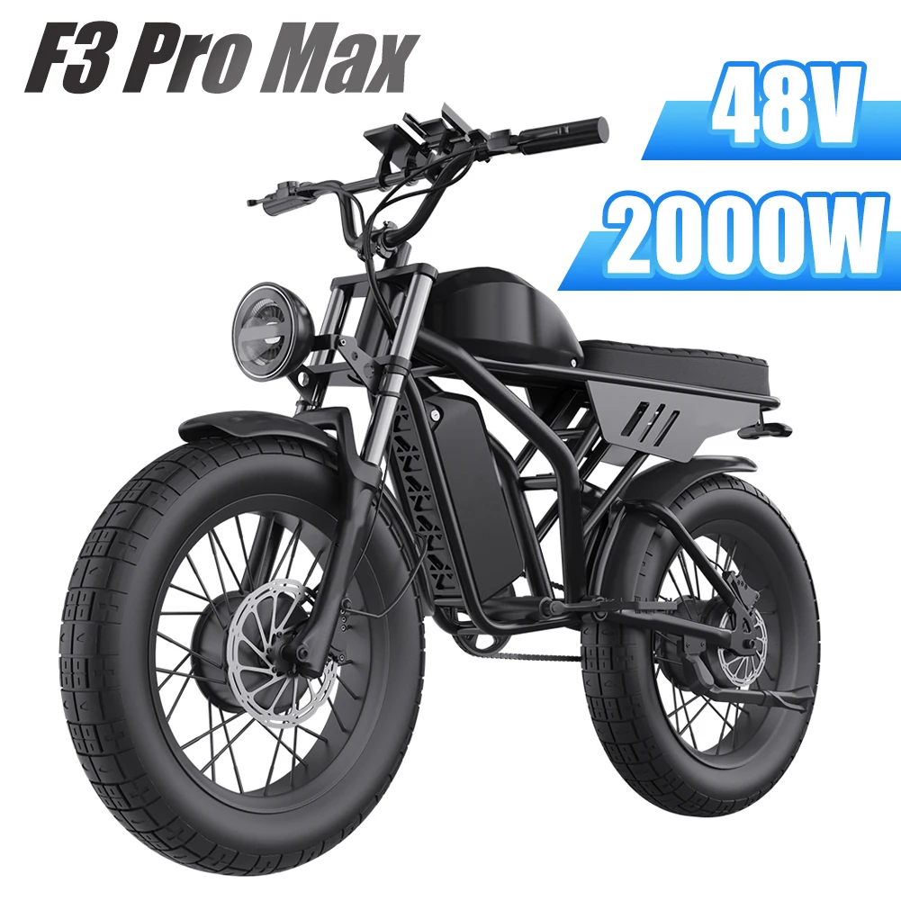 

Электрический велосипед F3 Pro Max, Двойная Батарея 55 Ач, горный электровелосипед 1000 Вт * 2/48 В/55 Ач, Съемная батарея, 20*4, шины на толстых покрышках для мужчин и женщин