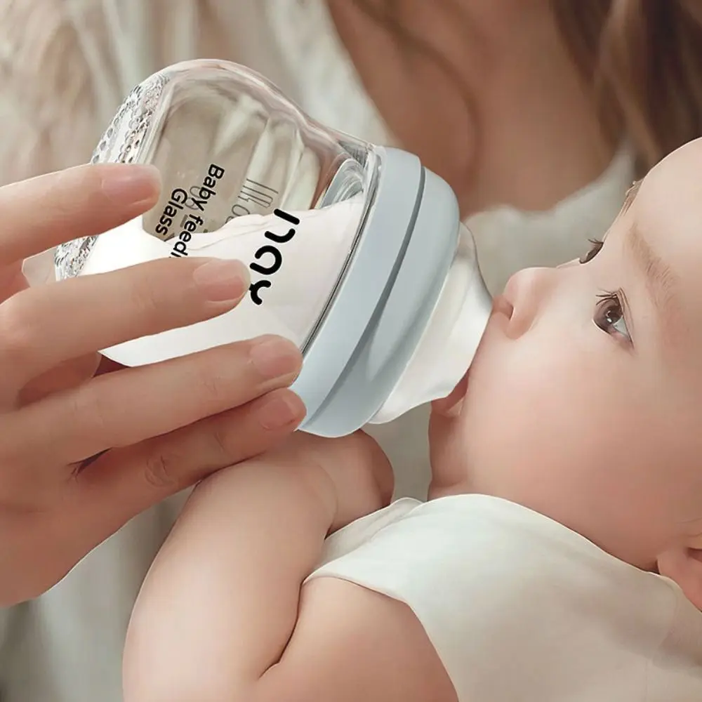 Cute Glass Baby Bottle Anti-flatulence 80/160ML Infant Milk Bottle Anti Choking Food Grade Baby Drinking Cup Toddler