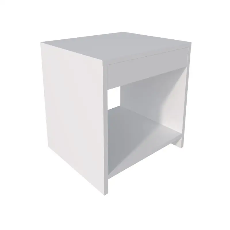 White Nightstand with Open Storage and Modern Design