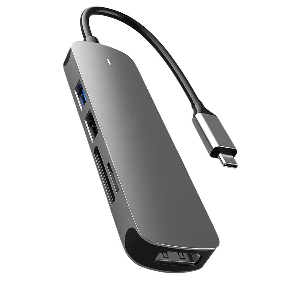 USB C Hub 5 in 1 Aluminum Alloy Adapter with 4K Video Output for Laptop Phone Tablet and Hard Drive