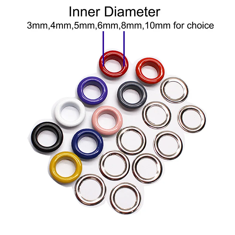 Many Colors 3mm 4mm 5mm 6mm 8mm 10mm Eyelets Grommets For Leather Crafts Clothing Bags Repair