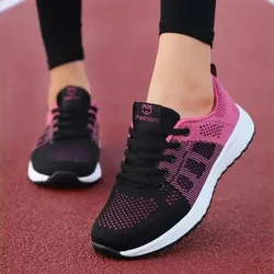 Zapatillas de correr transpirables para mujer, zapatos deportivos ligeros antideslizantes para mujer, zapatillas suaves para exteriores, tenis de moda con cordones