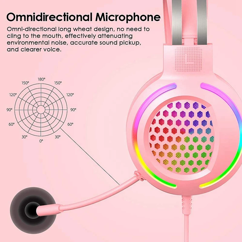 Computer Gaming Headset With Noise-Canceling Microphone 7.1 Surround Sound USB Head-Mounted RGB Gaming Headset