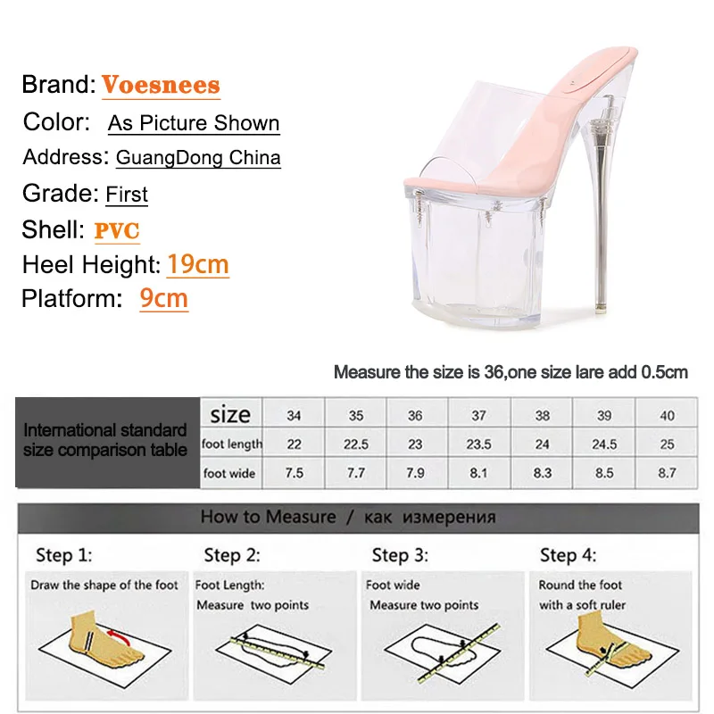 Fashion Car Models High Heel Shoes Sexy Clear Waterproof Platform 19CM Hate Tiangao Slippers Women Transparent Nightclub Sandals