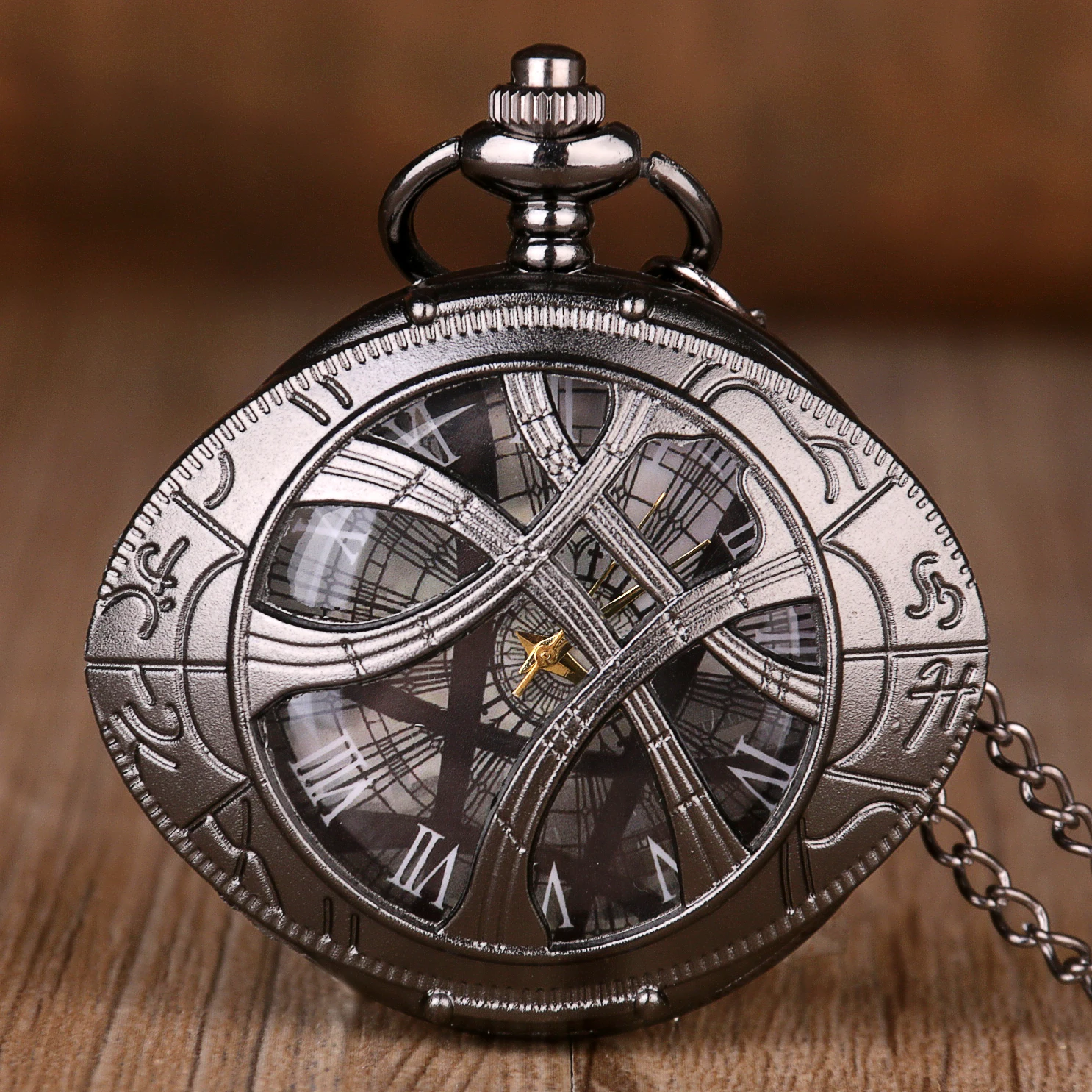 

New Vintage Bronze Pocket Watches Eyes Design Shape Quartz Pocket Watches Jewelry Pendant Necklace Chain Gifts for Mens Womens