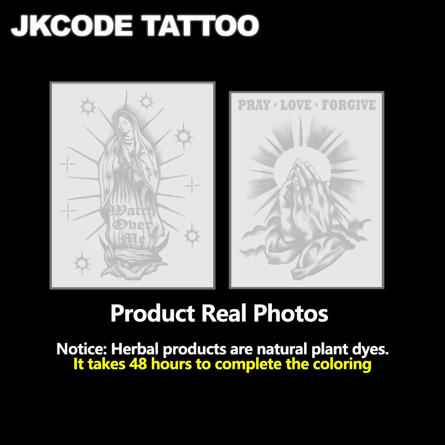 تصميم موقع قران مقاوم للماء وشم شبه دائم، وشم مؤقت، وشم رسم، ماريا المقدسة، الصلاة والحب، آخر 1-2 أسابيع