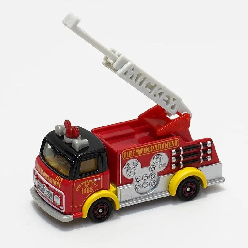 TAKARA TOMY coche de aleación DM-17 camión de bomberos Mickey con escalera vehículo de juguete para niños regalo coleccionable