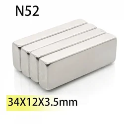 Bloque de neodimio N52 de 34x12x3,5mm, barra magnética permanente superfuerte, imanes de búsqueda estándar personalizados, 32x12mm