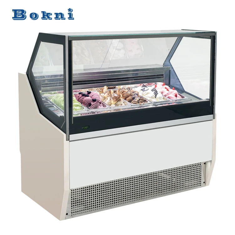 Commerical Italian Stainless Steel Gelato Display Ice Cream Sshowcase Freezer Dipping Cabinet  with CE Certificate